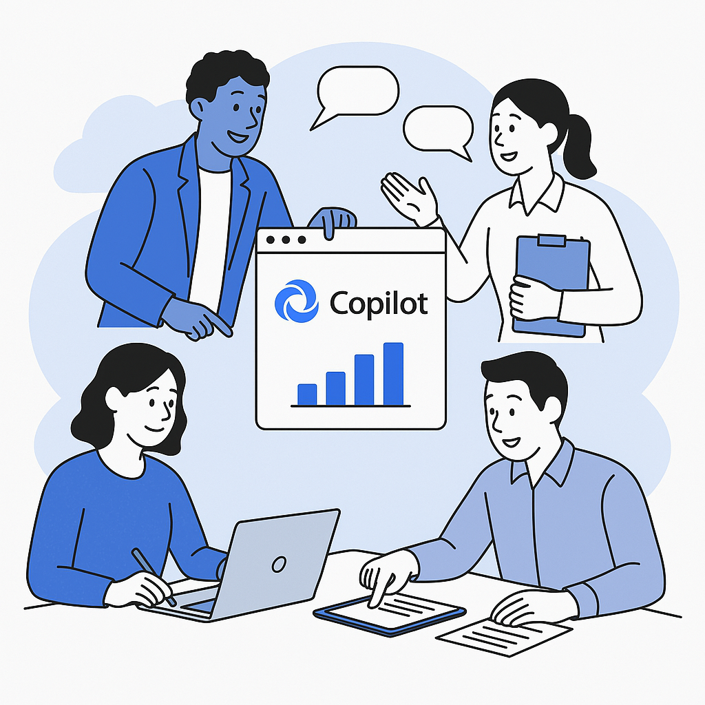 Business people working with Microsoft Copilot
